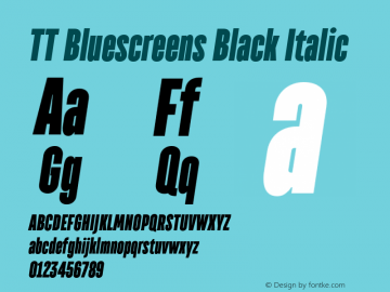 TT Bluescreens Black Italic Version 1.000 Font Sample