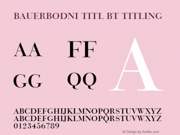 BauerBodni Titl BT Titling mfgpctt-v1.59 Friday, March 12, 1993 9:41:39 am (EST) Font Sample