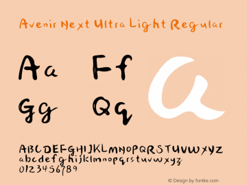Avenir Next Ultra Light Regular 8.0d5e5 Font Sample