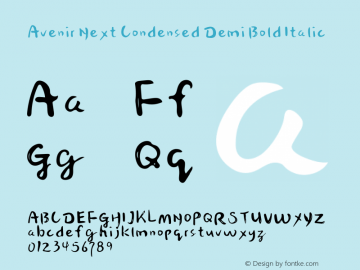 Avenir Next Condensed Demi Bold Italic 8.0d5e4 Font Sample