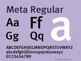 Meta Regular 004.301 Font Sample