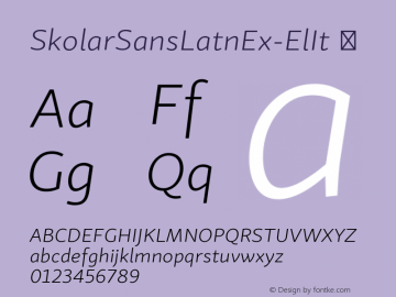 SkolarSansLatnEx-ElIt ☞ Version 1.500;PS 1.300;hotconv 1.0.81;makeotf.lib2.5.63406; ttfautohint (v1.3.34-f4db); Renamed to: Skolar Sans Latin Extended;com.myfonts.easy.rosetta.skolar-sans.extended-extralight-italic.wfkit2.version.4pem Font Sample