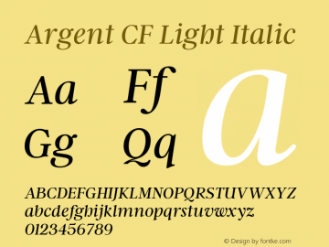 Argent CF Light Italic Version 1.000图片样张