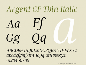 Argent CF Thin Italic Version 1.000图片样张