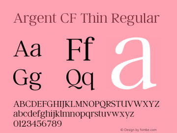 Argent CF Thin Regular Version 1.000 Font Sample