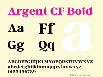 Argent CF Bold Version 1.000 Font Sample