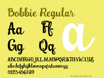 Bobbie Regular Version 1.000 Font Sample