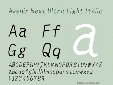 Avenir Next Ultra Light Italic 8.0d5e5图片样张