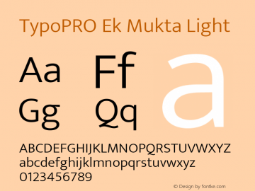 TypoPRO Ek Mukta Light Version 1.2 Font Sample