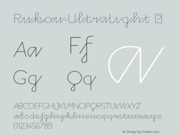 Rukou-UltraLight ☞ Version 1.000;com.myfonts.easy.dizajndesign.rukou-regular.ultra-light.wfkit2.version.3uTm图片样张