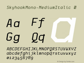 SkyhookMono-MediumItalic ☞ Version 1.000 2010 initial release;com.myfonts.easy.fontom-type.skyhook-mono.medium-italic.wfkit2.version.3vx5图片样张