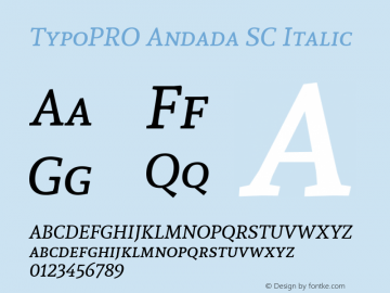 TypoPRO Andada SC Italic Version 1.003 Font Sample