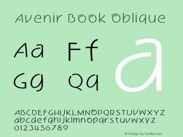 Avenir Book Oblique 8.0d5e3 Font Sample