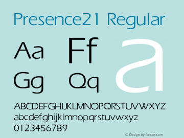 Presence21 Regular QualiType TrueType font  10/5/92图片样张