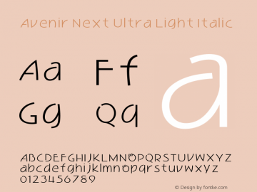 Avenir Next Ultra Light Italic 8.0d5e5图片样张