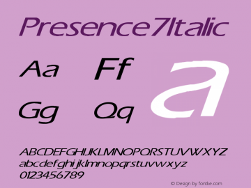 Presence 7 Italic 1.0 Tue Apr 25 11:30:46 1995图片样张