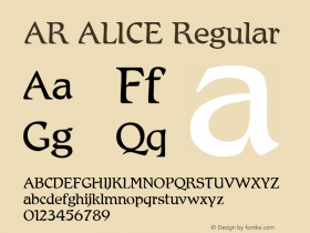 AR ALICE Regular Version 1.00 Font Sample