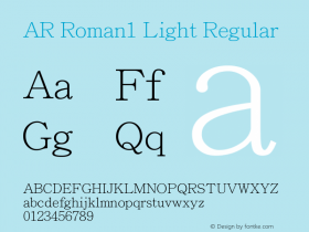 AR Roman1 Light Regular Version 2.10 Font Sample