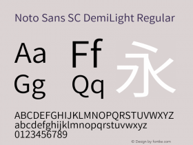 Noto Sans SC DemiLight Regular Version 1.004;PS 1.004;hotconv 1.0.82;makeotf.lib2.5.63406 Font Sample