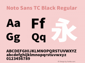 Noto Sans TC Black Regular Version 1.004;PS 1.004;hotconv 1.0.82;makeotf.lib2.5.63406 Font Sample