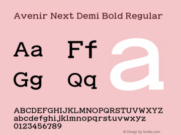 Avenir Next Demi Bold Regular 8.0d5e5 Font Sample