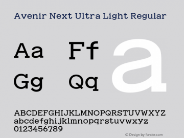 Avenir Next Ultra Light Regular 8.0d5e5 Font Sample
