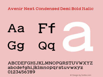 Avenir Next Condensed Demi Bold Italic 8.0d5e4 Font Sample
