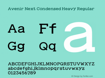 Avenir Next Condensed Heavy Regular 8.0d5e4 Font Sample
