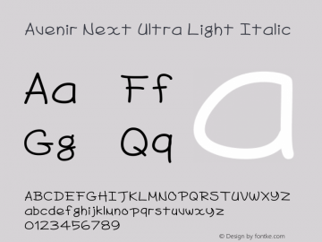 Avenir Next Ultra Light Italic 8.0d5e5图片样张
