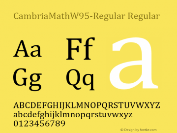 CambriaMathW95-Regular Regular Version 5.96 Font Sample