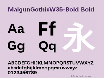 MalgunGothicW35-Bold Bold Version 6.50图片样张