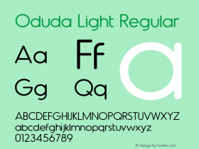 Oduda Light Regular Version 1.000;PS 001.000;hotconv 1.0.70;makeotf.lib2.5.58329 Font Sample