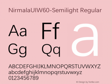 NirmalaUIW60-Semilight Regular Version 1.00 Font Sample