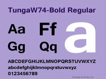 TungaW74-Bold Regular Version 6.00 Font Sample