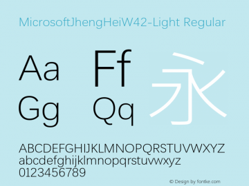 MicrosoftJhengHeiW42-Light Regular Version 1.10图片样张