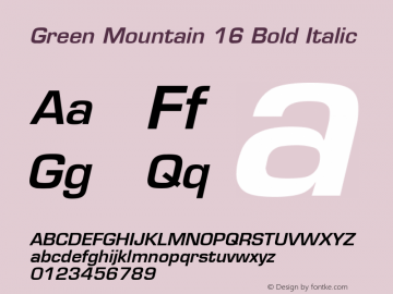 Green Mountain 16 Bold Italic 001.003图片样张