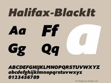 Halifax-BlackIt ☞ Version 1.000;com.myfonts.easy.hoftype.halifax.black-italic.wfkit2.version.4pvm Font Sample