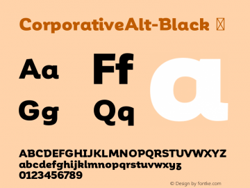 CorporativeAlt-Black ☞ Version 1.000;PS 001.000;hotconv 1.0.70;makeotf.lib2.5.58329;com.myfonts.easy.latinotype.corporative.alt-black.wfkit2.version.4pwR Font Sample