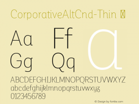 CorporativeAltCnd-Thin ☞ Version 1.000;PS 001.000;hotconv 1.0.70;makeotf.lib2.5.58329;com.myfonts.easy.latinotype.corporative.alt-condensed-thin.wfkit2.version.4px8图片样张