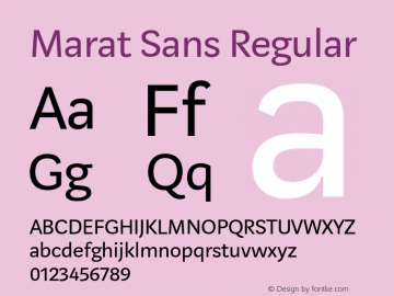 Marat Sans Regular Version 1.001;PS 1.000;hotconv 1.0.70;makeotf.lib2.5.58329图片样张