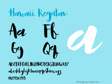Hawaii Regular Unknown Font Sample