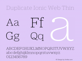 Duplicate Ionic Web Thin Version 1.1 2013 Font Sample
