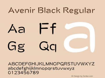 Avenir Black Regular 8.0d5e3 Font Sample