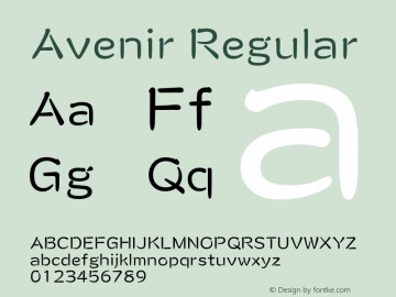 Avenir Regular 8.0d5e3 Font Sample