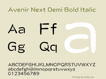 Avenir Next Demi Bold Italic 8.0d5e5 Font Sample