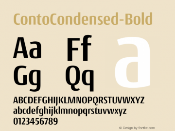 ContoCondensed-Bold ☞ Version 1.000;PS 1.0;hotconv 1.0.72;makeotf.lib2.5.5900 DEVELOPMENT;com.myfonts.easy.nils-types.conto-condensed.bold.wfkit2.version.4pDK Font Sample