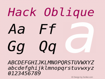 Hack Oblique 1.0.0 Font Sample