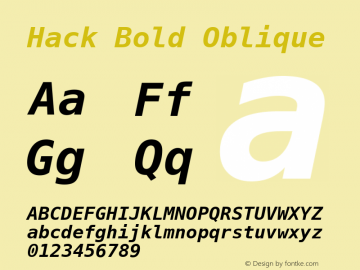 Hack Bold Oblique 1.0.0 Font Sample