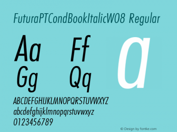 FuturaPTCondBookItalicW08 Regular Version 1.70 Font Sample