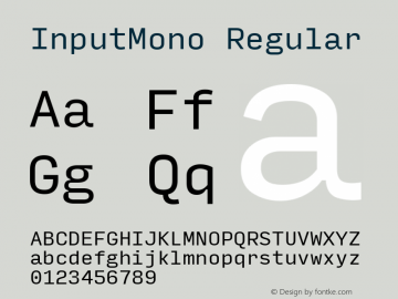 InputMono Regular Version 0.000;PS 0.0;hotconv 1.0.72;makeotf.lib2.5.5900 Font Sample